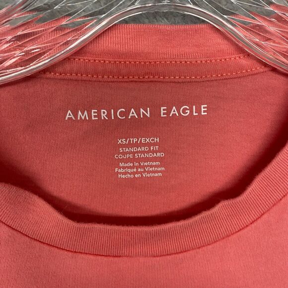 American Eagle Shirt Mens Extra Small Pink Tee Crew Neck Pocket Standard Cotton - Picture 3 of 8